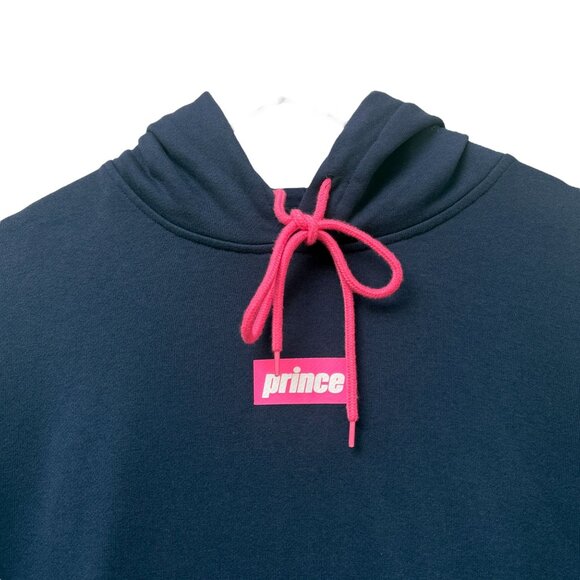 PRINCE Hoodie Size Large Womens Sweatshirt Navy Blue Tennis Sports Logo Pullover - Picture 2 of 8